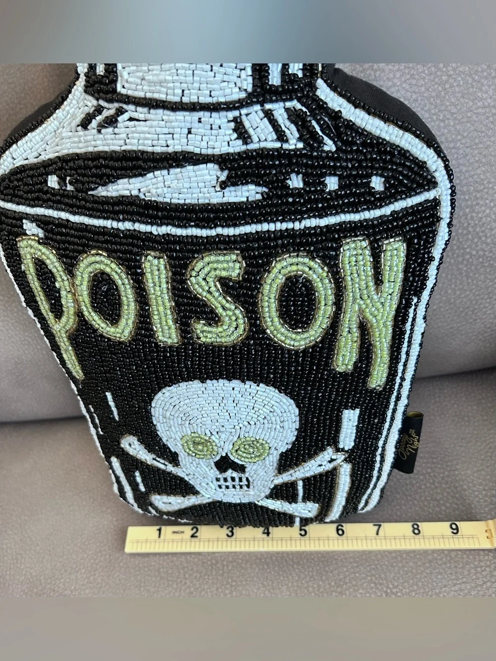 Black Poison Bottle Beaded Decorative Pillow